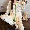 Roter gepunkteter Pyjama Damen High-End Frühling und Herbst Cartoon Muschel bestickter Rand Langarm Loungewear Set