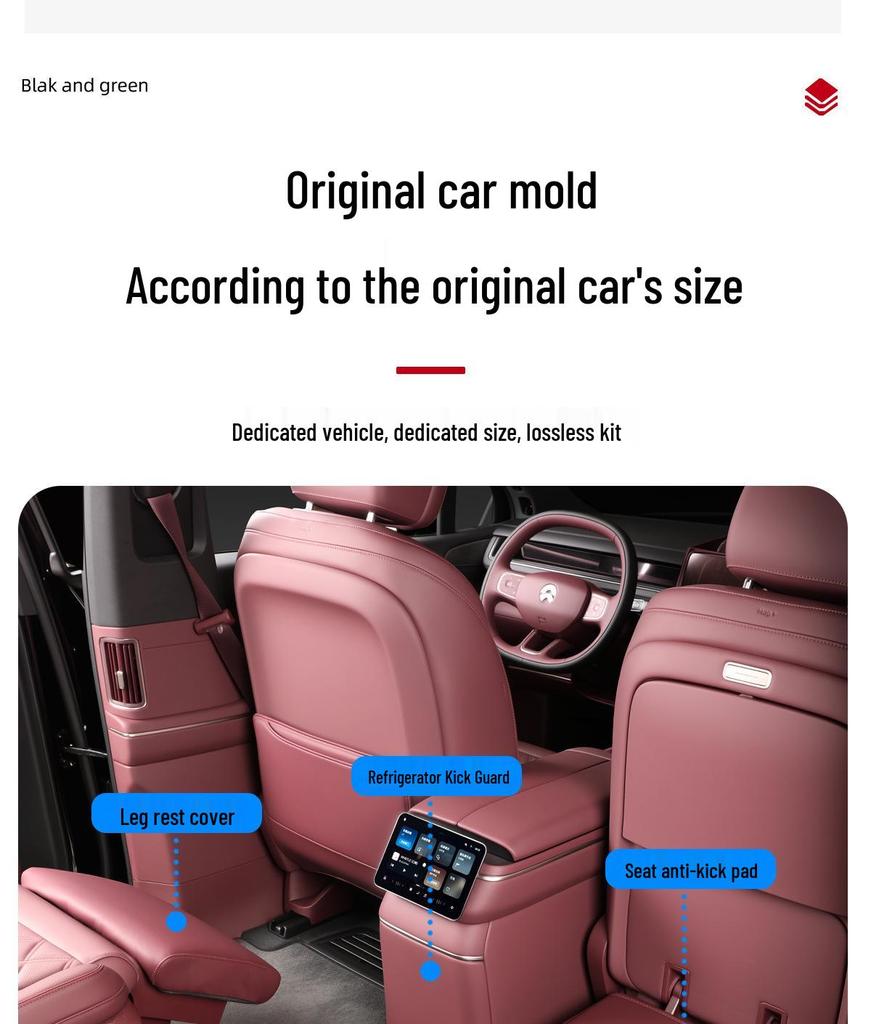 Nio ES8 Rear Seat Kick Mats - Second Row Leather Backrest Protectors for Car Interior Decoration.