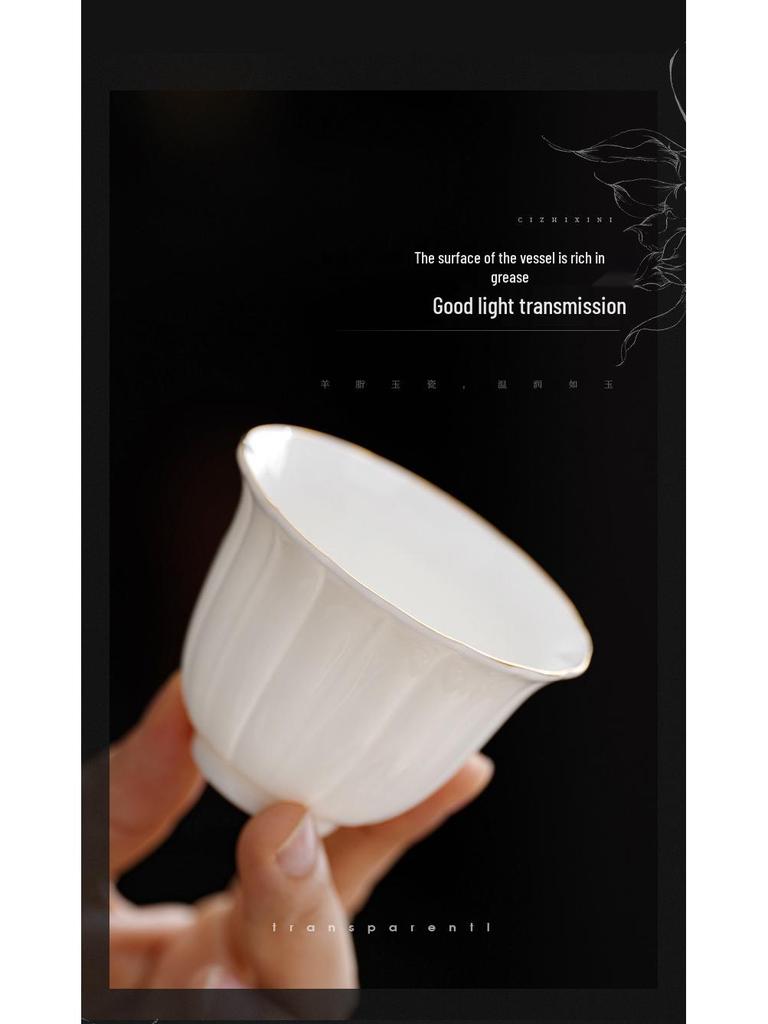 Mutton Fat Jade Dehua White Porcelain Tea Set: 10-Piece Gaiwan for Corporate or Household Gifts