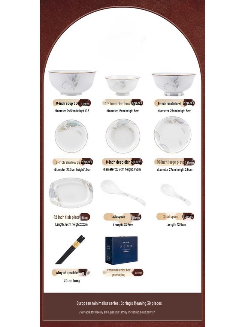 Jingdezhen Cream Style Ceramic Dinnerware Set