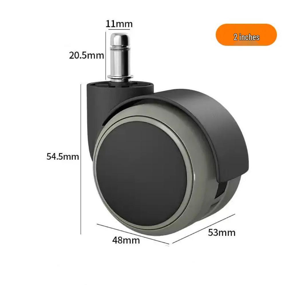 2-Inch Silent PU Office Chair Casters for Executive and Boss Chairs - Thickened Swivel with Circlip Universal Design