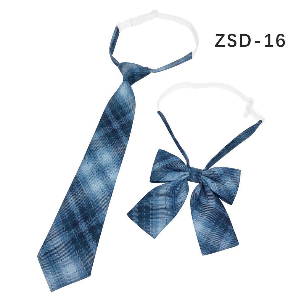 Unisex JK Collar Plaid Bowknot Flower Set - Polyester Cotton Student Uniform Accessory