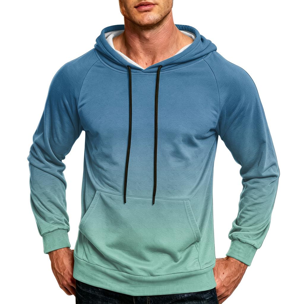 Men's Color Loose Fit Casual Hoodie with Pocket and Drawstring