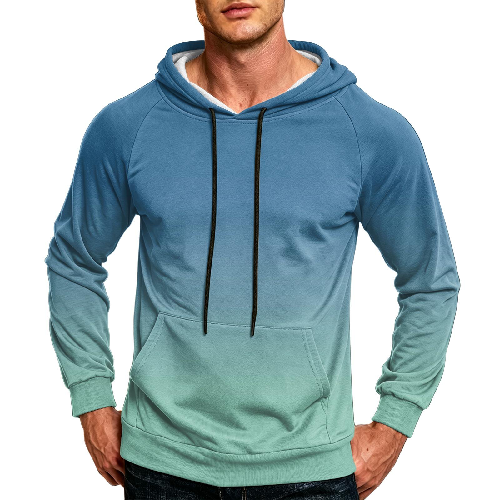 Men s Color Loose Fit Casual Hoodie with Pocket and Drawstring L