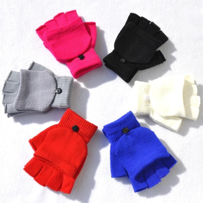 Fingerless Flip Gloves Winter Warm Soft Comfortable Wool Knitted Glove Touchscreen for Women Exposed Finger Mittens Gloves