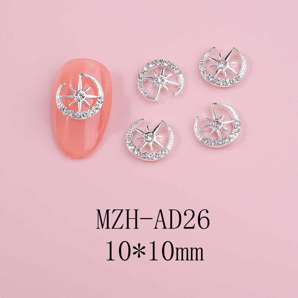 Metal Pentagram Nail Art Jewelry DIY Hollow Three-dimensional Nail Accessories Alloy Star Nail Art Diamond Jewelry 10pcs