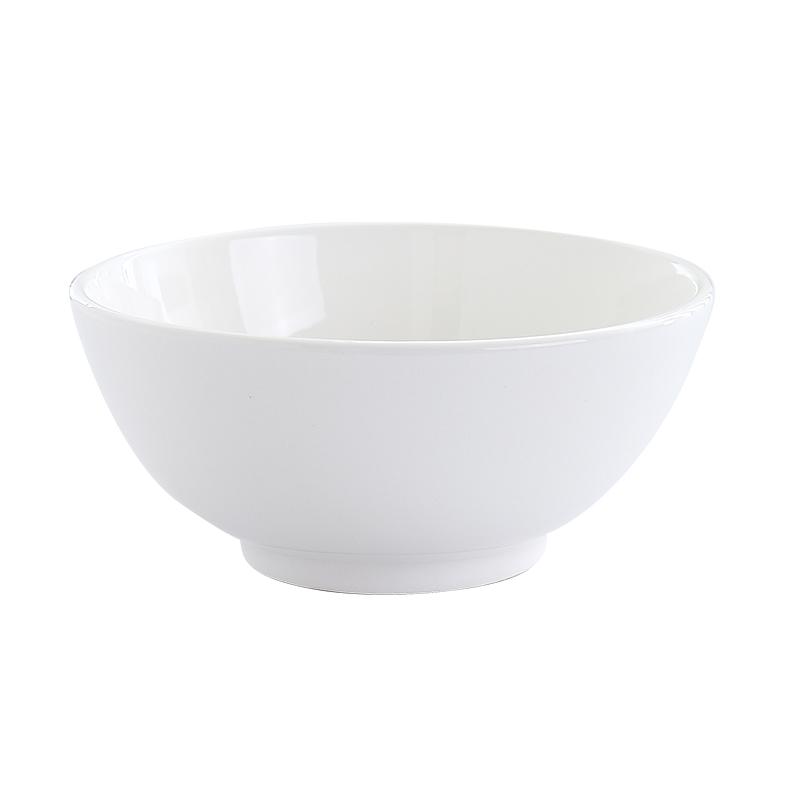 Pure White Western Restaurant Rice Bowl Ceramic Bowl Tableware Restaurant Thickened Rice Bowl Breakfast Bowl Small Bowl Soup Bowl Large Noodle Bowl