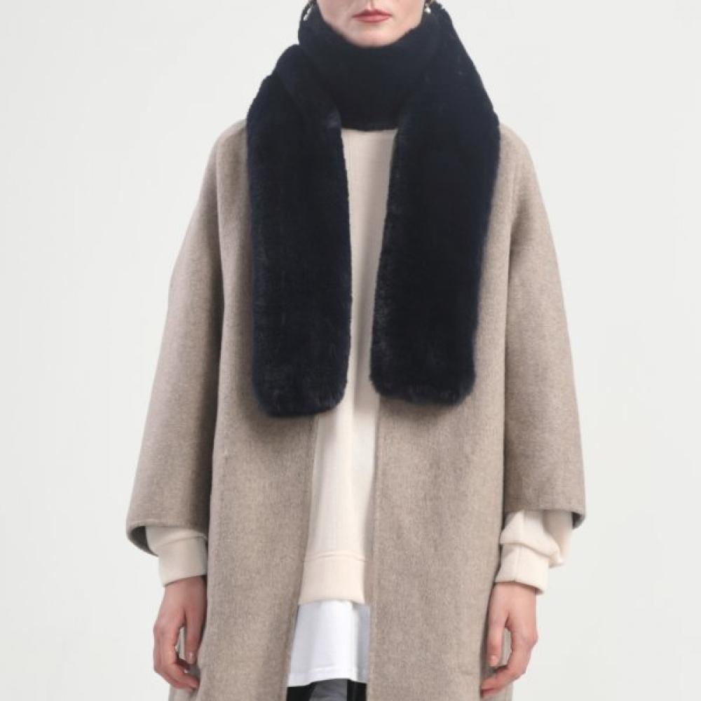 Lala Long Fur Scarf   Navy  Lalaf247 