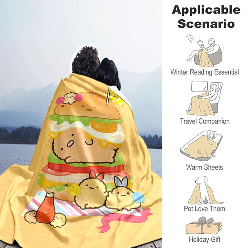 1pc Blanket Sumikko Gurashi2 Print Design, Lightweight Blanket for Sofa, Bed- Soft &Warm, Gift for All Seasons like Christmas, Halloween