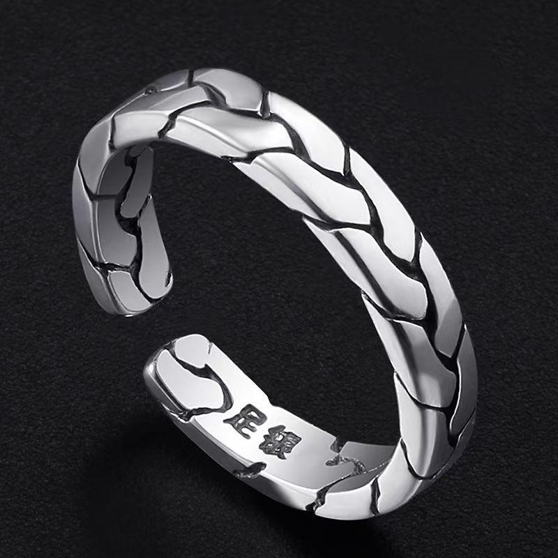 Adjustable Unisex Silver-Plated Minimalist Finger Ring Men Women Geometric Braided Design Retro Style