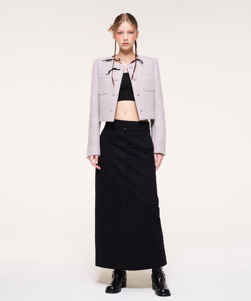 ETMON Belt Long Skirt, Black