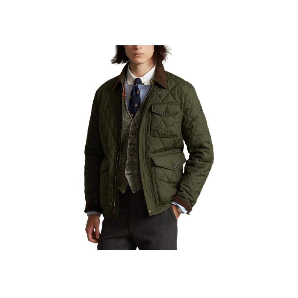 Polo Ralph Lauren Color Block Quilted Single Breasted Jacket Men Jackets Green MNPOOTW16020663-301