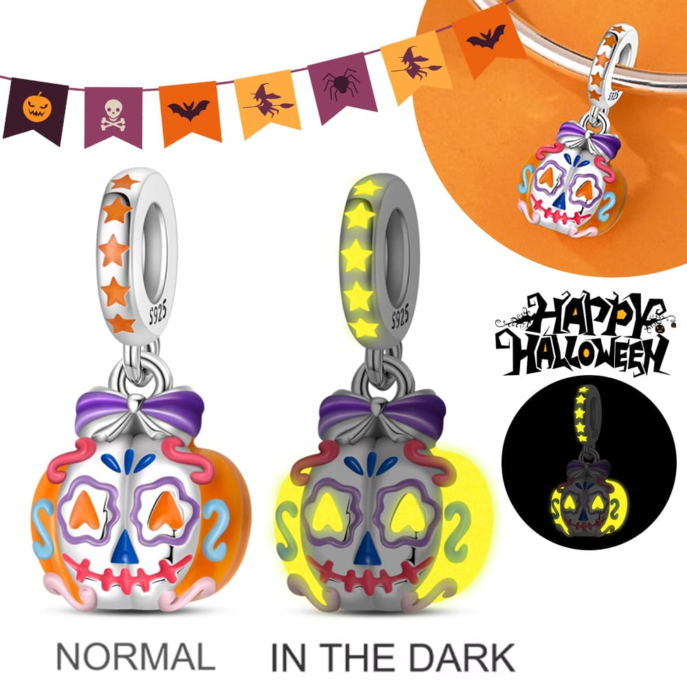 Halloween Party Copper Luminous Skeleton Coffin Pendant Beads Fit Charms Bracelet For Jewelry Making Women Gifts