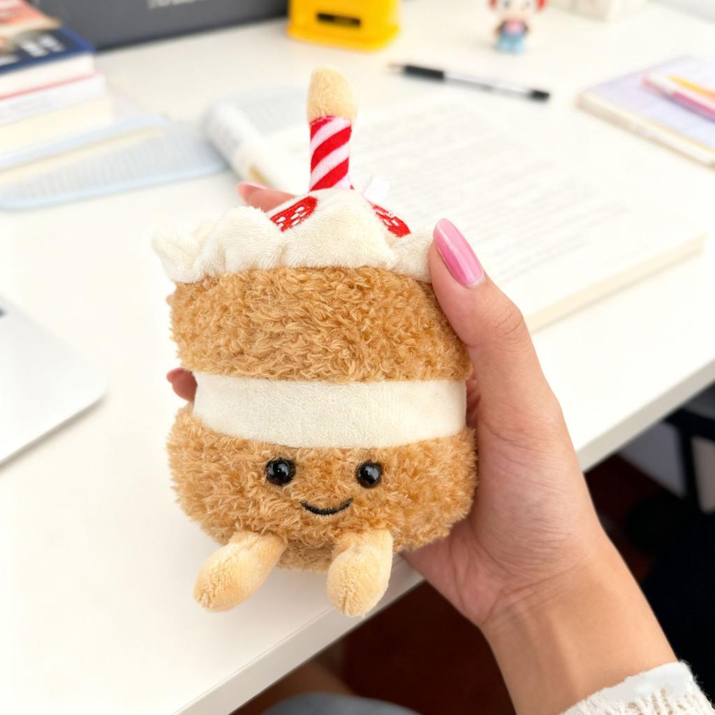 Cartoon Birthday Cake Series Keychain Cute Soothing Decoration Companion Plush Doll Soothing Toy Christmas Holiday Gift