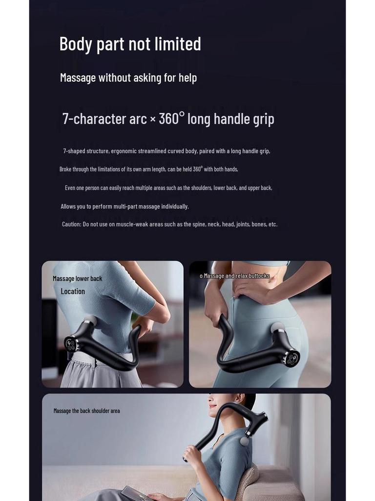 Smart Multi-functional Handheld Massager with Angled Head and Long Handle for Muscle Relaxation