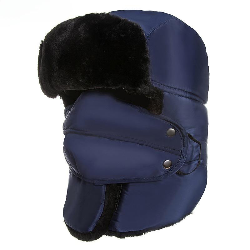 Unisex Winter Ear-Flapped Winter Hat with Reflective Strips Electric Bike Riding Fleece Lined Windproof Cold-Resistant Thickened Warm Earflap Hat