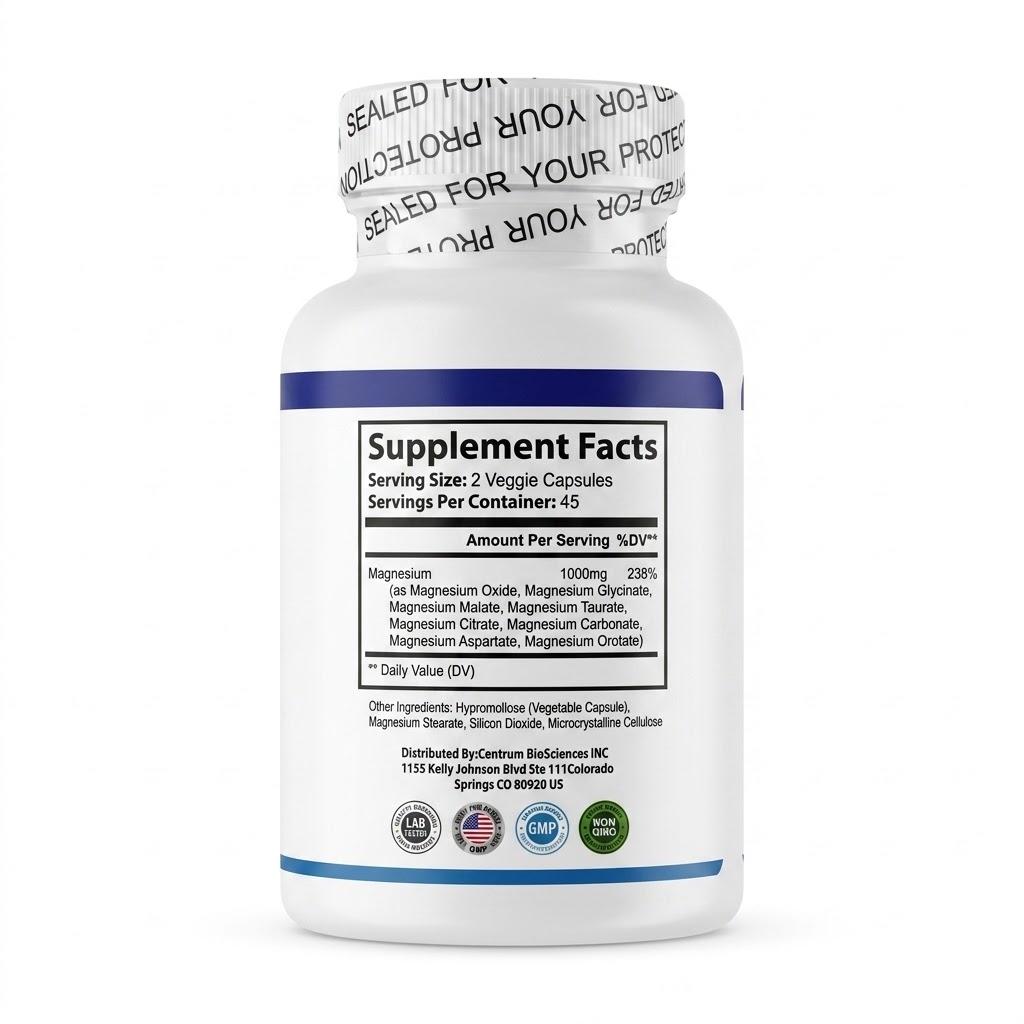 Magnesium Complex 1000mg | 8 Forms of Elemental Magnesium 20 Capsules