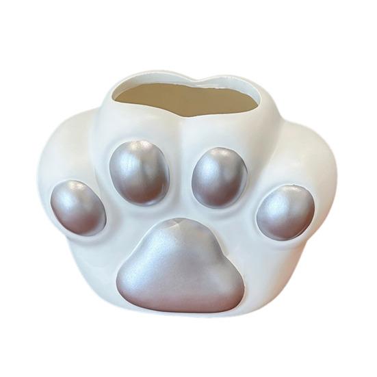Cat Paw Vase Soft Enamel Artistic Flower Arrangement Vase TV Cabinet Home Living Room Decoration Accessory