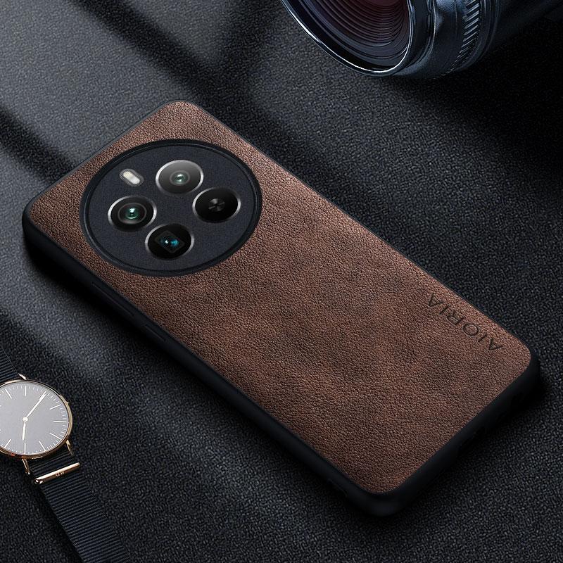 

Премиальный роскошный кожаный чехол для телефона Realme 12 Pro Plus 5G Funda Business Style Solid color Phone Cover для realme 12 plus Realme 12 Pro Plus кофейный