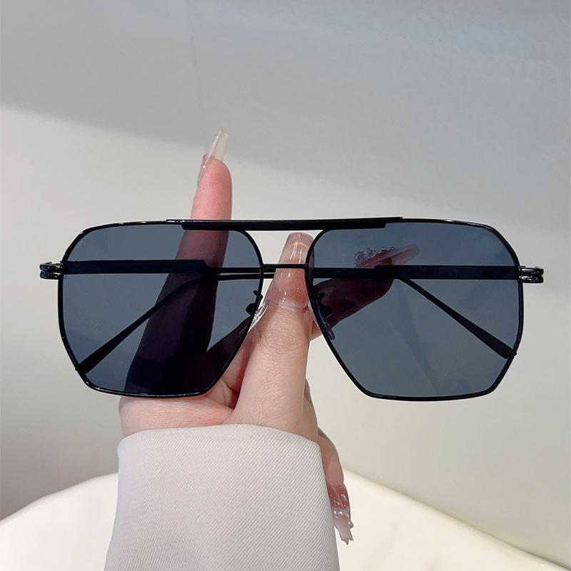 Big Frame Metal Double Bridge Sunglasses Women For Men  Vintage Punk Luxury Brand Designer Irregular Pilot Sun Glasses Uv400