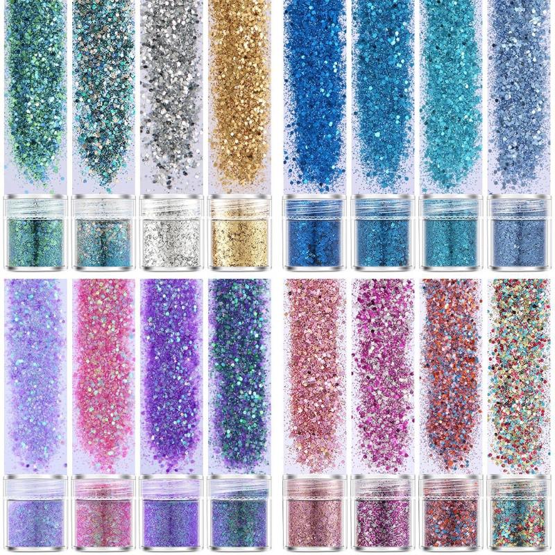 

16 ColorsNail Art Decorations Glitter Flake Holographic PET Glitter Flakes Crystal Sequins Epoxy Resin Mold Filler Decor 1