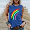 Canottiere Arcobaleno Estive Stampa 3D Donna Moda Casual Streetwear Oversize Scollo a O Canotta Senza Maniche Spalle Scoperte Donna Canottiera