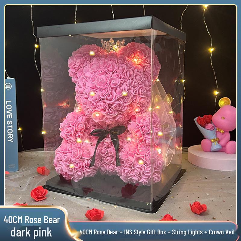 Preserved Rose Bear - Valentine's, Mother's Day & Birthday Gift for Girlfriend