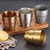 Korean Style Double-Layer Stainless Steel Cup - Anti-Scald Gold Cup for Tea, Beverage, and Beer