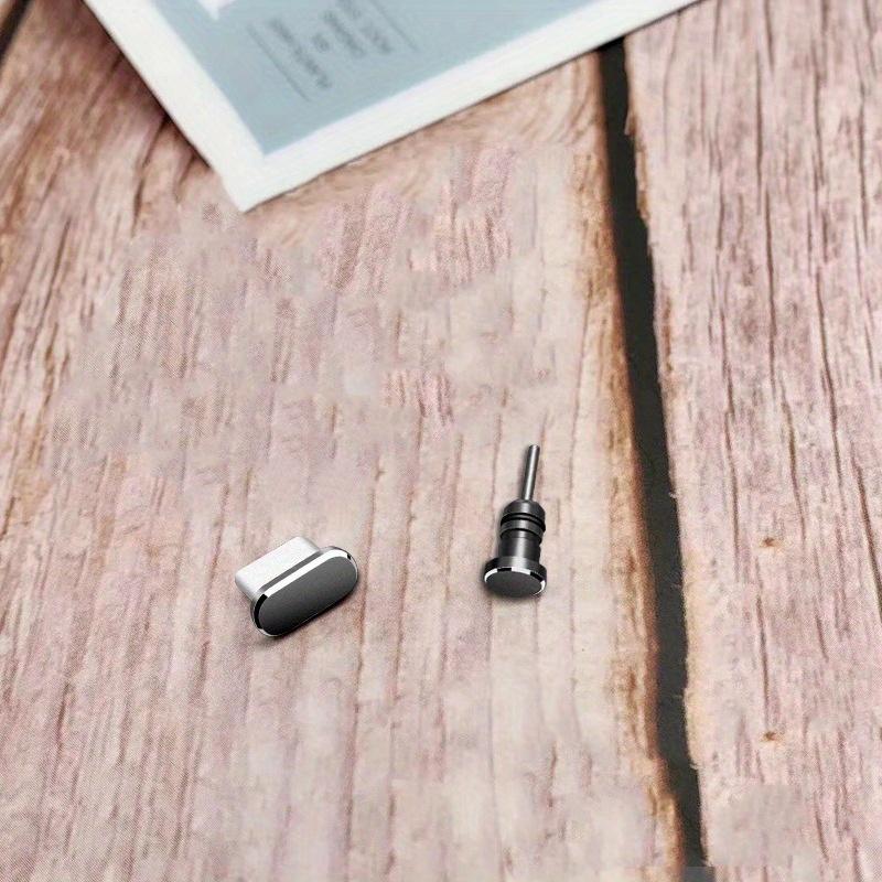 1pc Colorful Metal Anti-Dust Plug for Type-C Charging Port & 1pc 3.5mm Earphone Jack Dust Plug