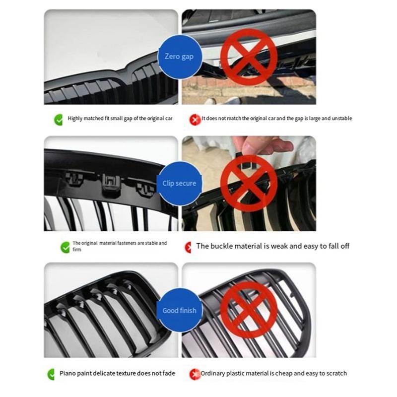 A51K-Car Double Slat Front Bumper Grille For BMW 5 G30 G31 G38 530I 540I 2018-20120 Middle Grille