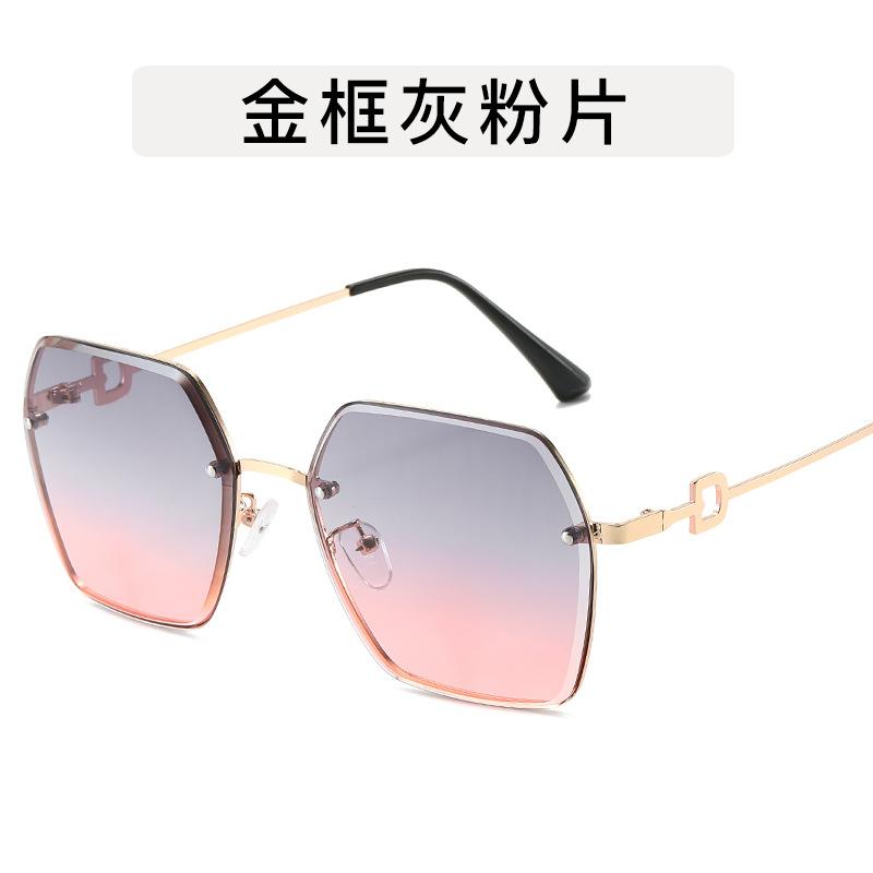 Fashion Trendy Sunglasses Women Rimless Cut Edge Polygon Shape Sun glasses for Women UV400 Protection Outdoor Sunglasses