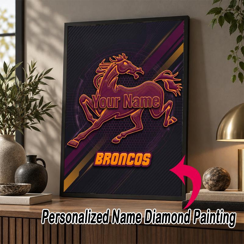 Custom Name Brisbane Broncos 5D Diamond Painting Personalized Full Drill Diamond Art Kit Gift