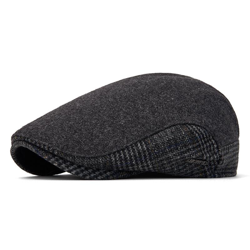 Beret Autumn Winter Wool Men's Velvet Warm Forward Cap Vintage Newsboy Cap