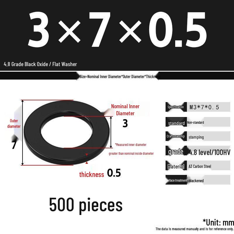 Blackened Enlarged Thickened Metal Washer - M3-M42