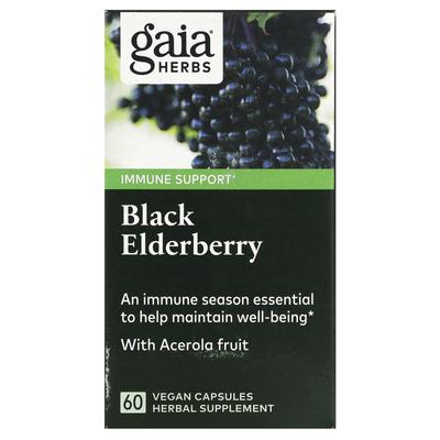 Gaia Herbs, Black Elderberry with Acerola Fruit, 60 Veggie Capsules