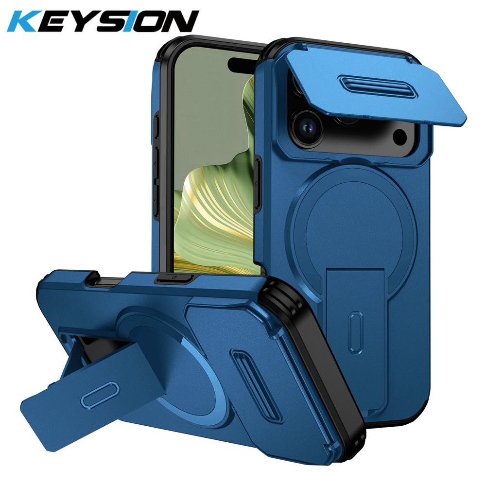 

KEYSION Противоударный магнитный чехол для iPhone 17 Pro 17 Pro Max Сдвижная защита камеры Подставка Беспроводная зарядка Задняя крышка для телефона for iPhone 17 Pro Max