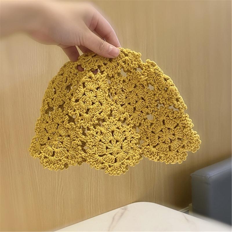 Fashion Hollowed Skull Hat Handmade Crochet Beanies Hat Flower Pattern Pullover Hat for Women Girl Various Occasion