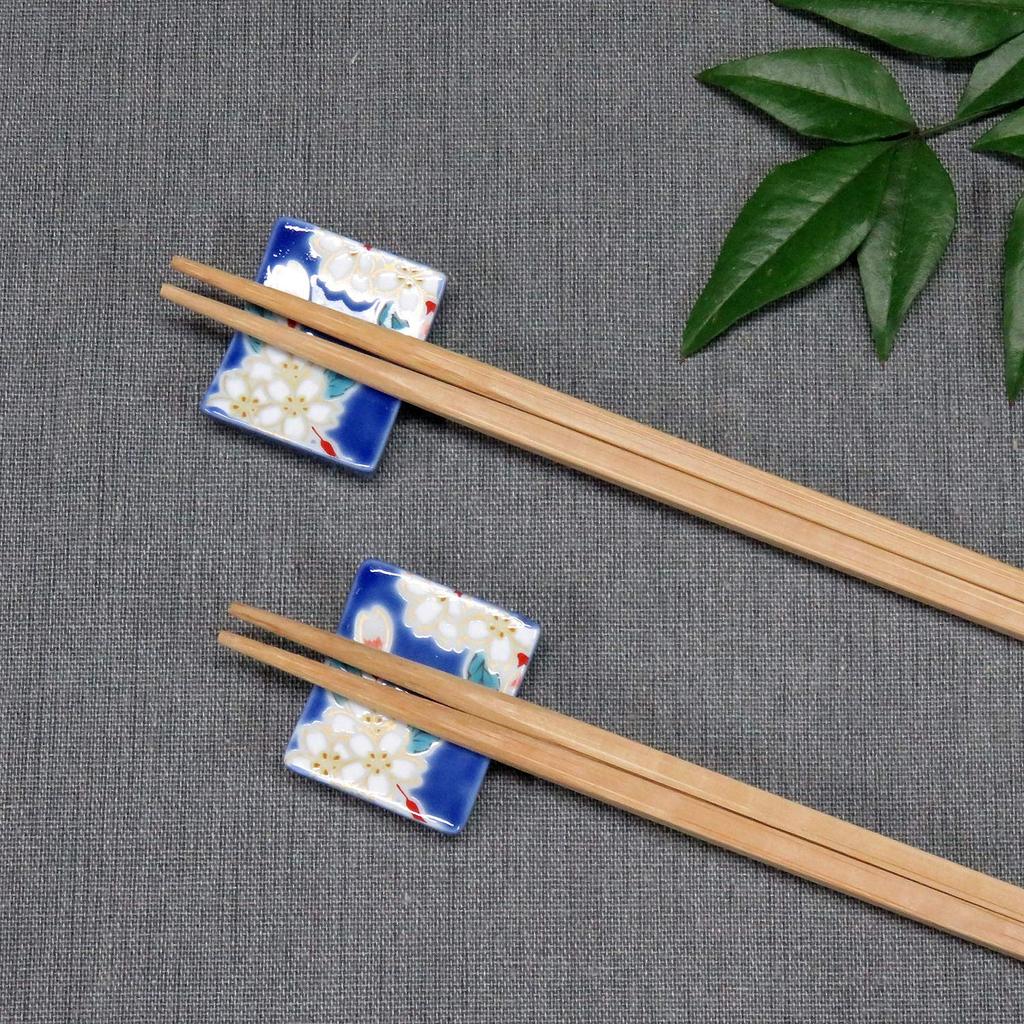Stylish Kutani Ware Chopstick Rest Pair Cherry Blossom Made In Japan Set, Design, Ceramic,