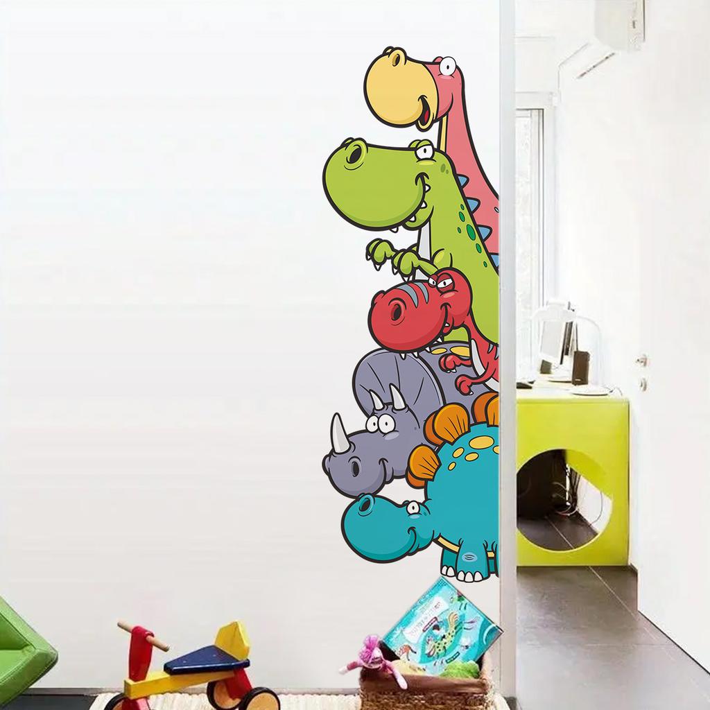 Cartoon Dinosaur Wall Stickers for Children's Room Bedroom Wall Decoration, Cute Self-adhesive Wall Stickers