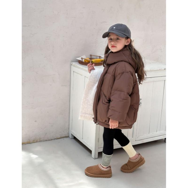 Children's Winter Thickened Warm Short Down Jacket Medium-Large Kids' Lightweight Hooded Coat