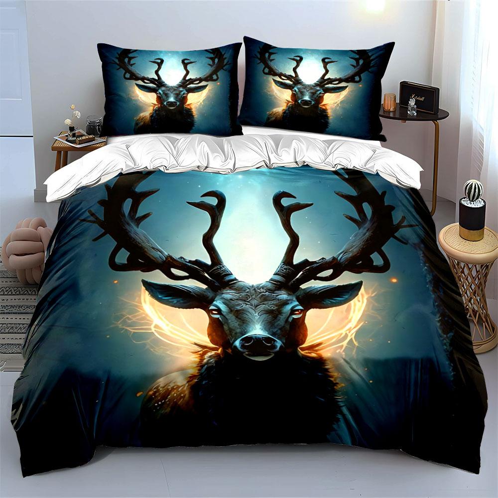Magical Deer Decor Set Soft Comfortable Duvet Cover Bedding Set Included 1*Duvet Cover & 2*Pillowcases, Gift