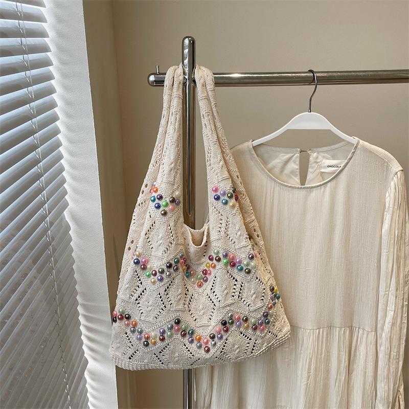 Lazy wind big bag women's new popular fashion knitted shoulder bag large capacity commuter tote bag