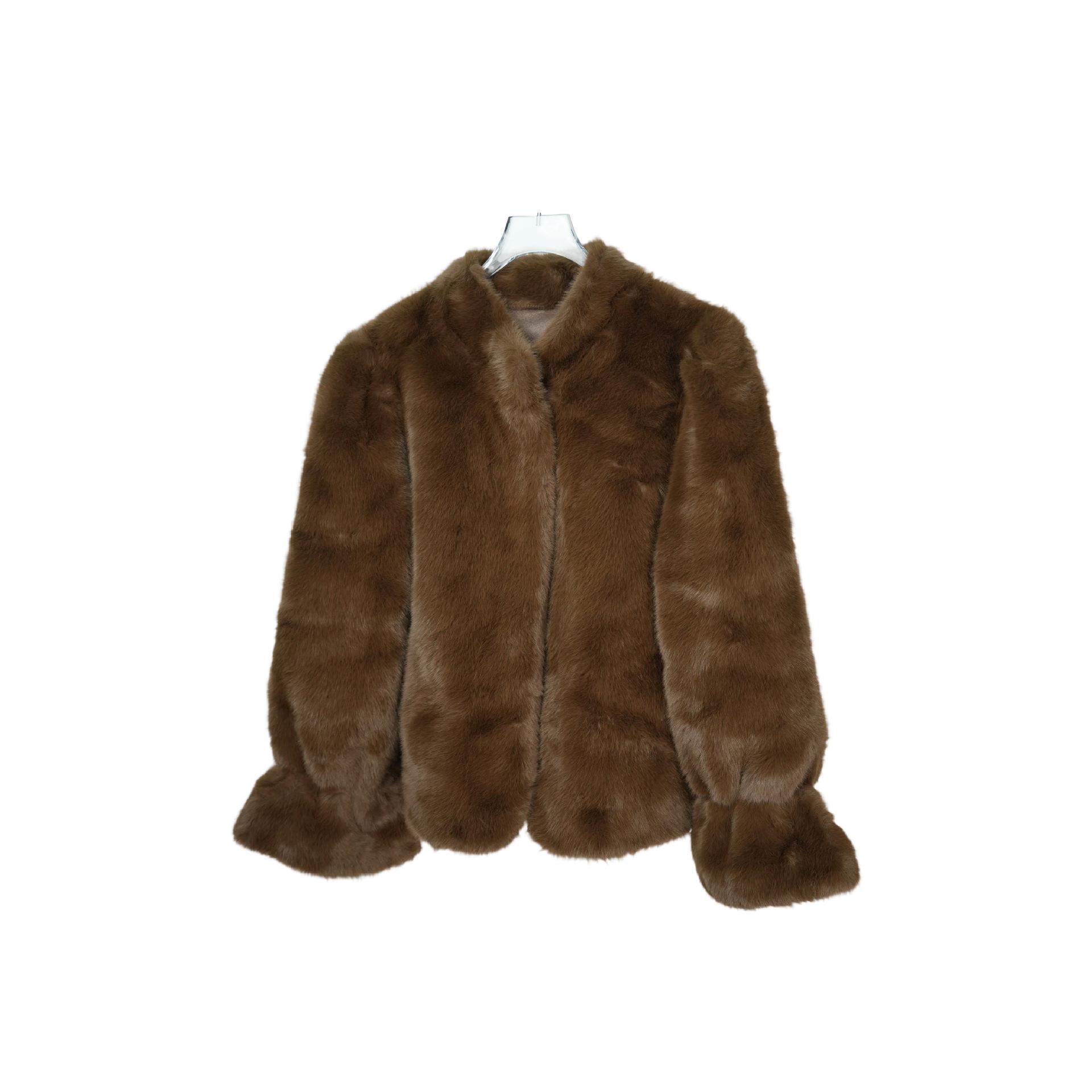 

Женское винтажное пальто из искусственного меха норки со стойкой и рукавами-бутонами One Size