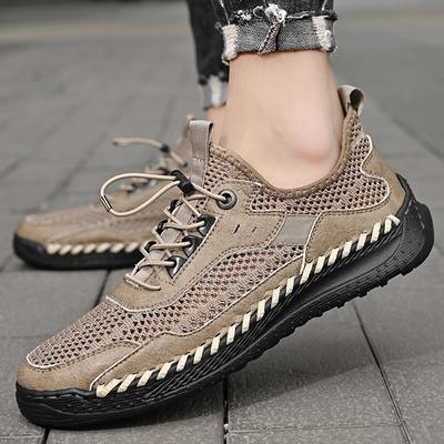 New Men's Shoes Summer Mesh Shoes Men's Leather Breathable Sports Casual Shoes Thin Lightweight Mesh Shoes