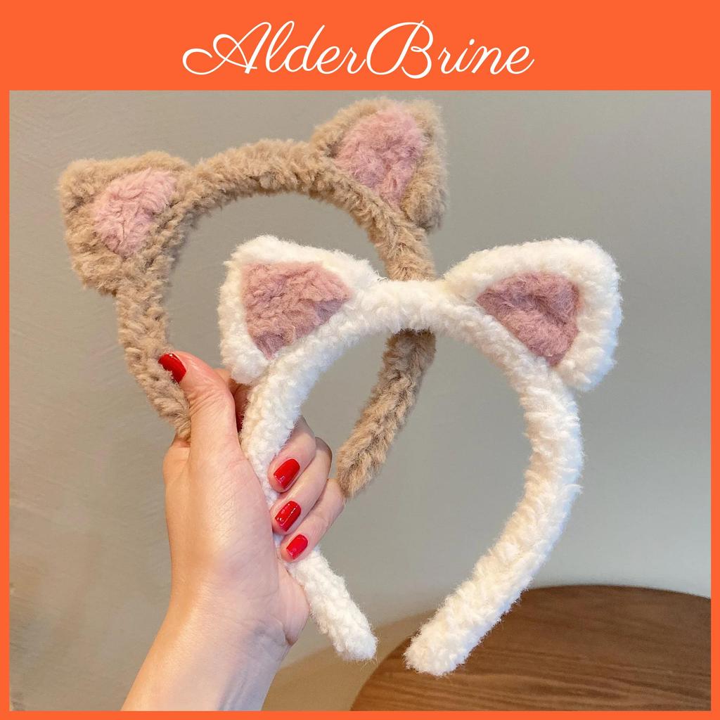 Cat Cute Women Ears Hairband Girl Cosplay Hair Hoop Winter Soft Wool Headband Anime Party Hair Bands Face Wash Makeup Headwear