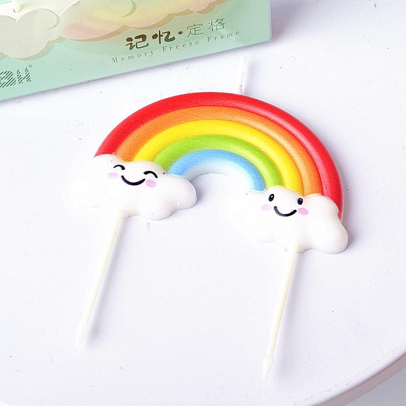 Rainbow Clouds Smiling Candles Children'S Cartoon Birthday Cake Dessert Decoration Wishing Candles