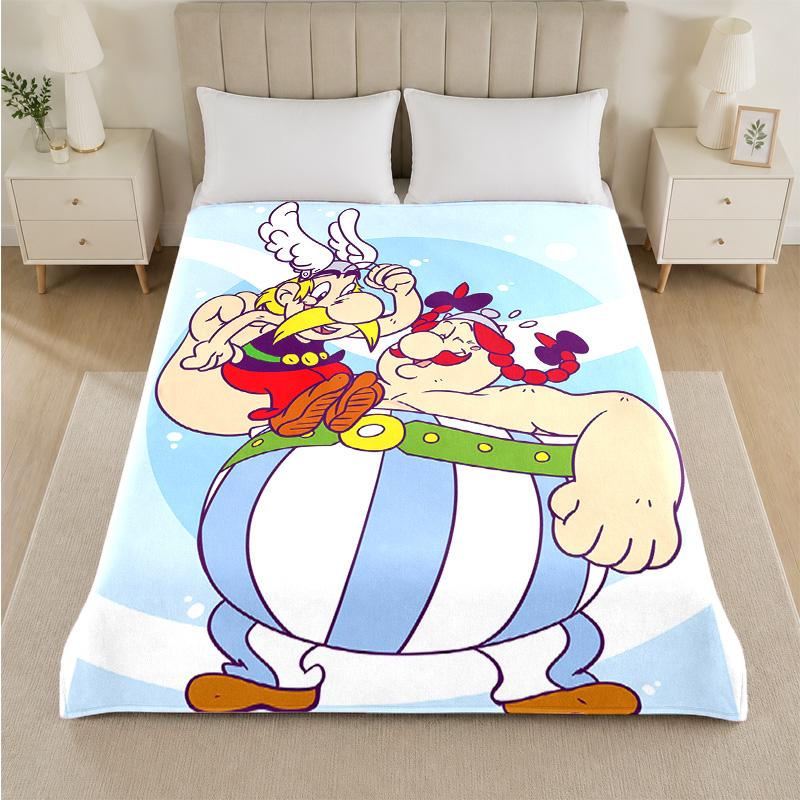 Coperta in Flanella con Stampa di Asterix & Obelix Morbida Calda Coperta Plaid in Peluche per Letto Divano Divano Uso Domestico Indoor