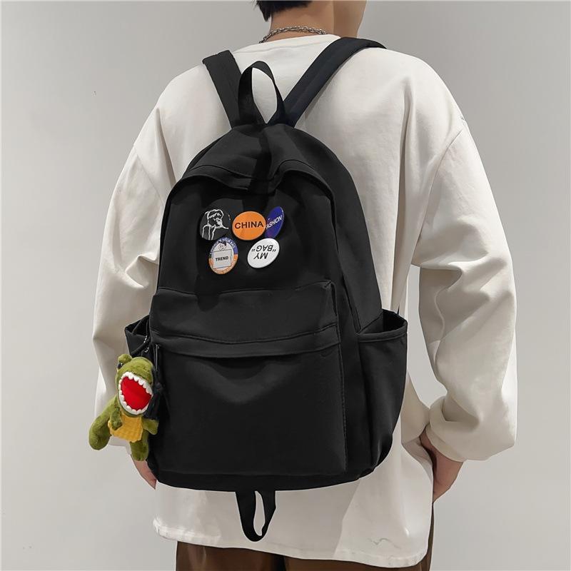 Schoolbag1011 Backpack Men's Simple Large Capacity Travel Backpack Leisure Japanese Junior High School High School Student School Bag