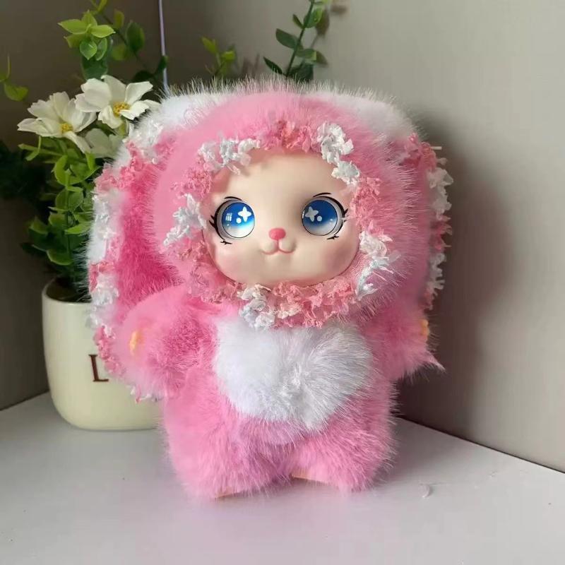 Plush Big Ears Rabbit Doll Pendant Adorable Bowknot Soft Fluffy Decor for Kids Backpack Party Favor Gift