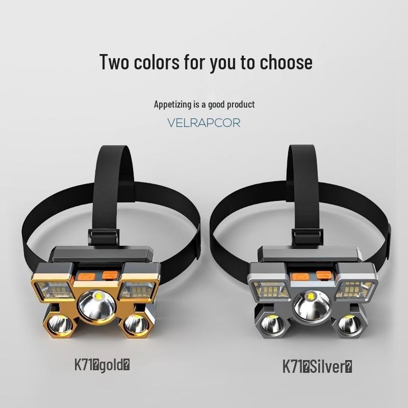 Rechargeable Outdoor ABS Headlamp with Fixed Focus, High-Brightness, and Long-Range Five-Light Floodlight
